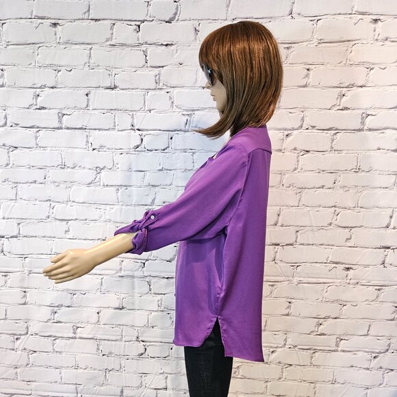 ZARA basics , Stunning royal purple satin crewneck blouse - Picture 8 of 11